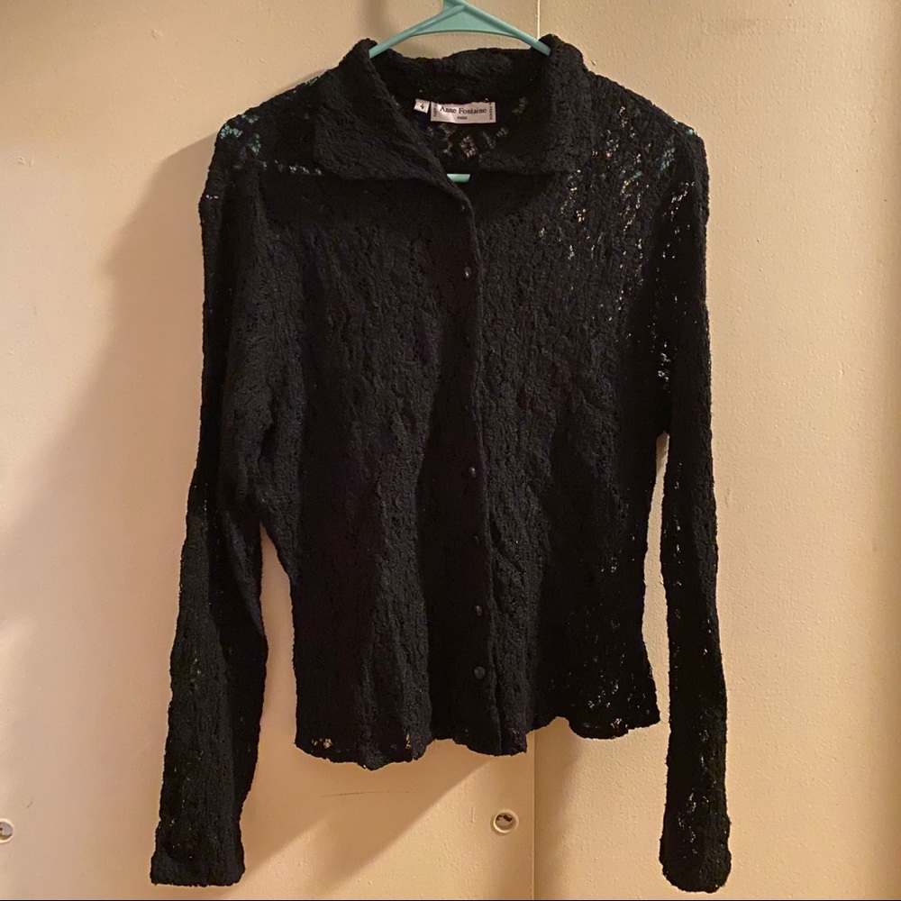 Anne Fontaine Lace Button Down Blouse